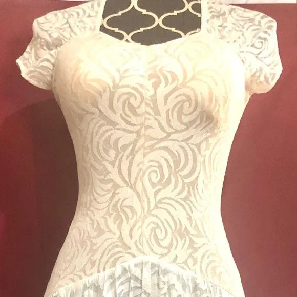 knee length dresses for ladies BABARONI Tulle Lace Ivory/Champagne Wedding Dresses A-line Off Shoulder  Short Sleeve With Slit Sweep Train